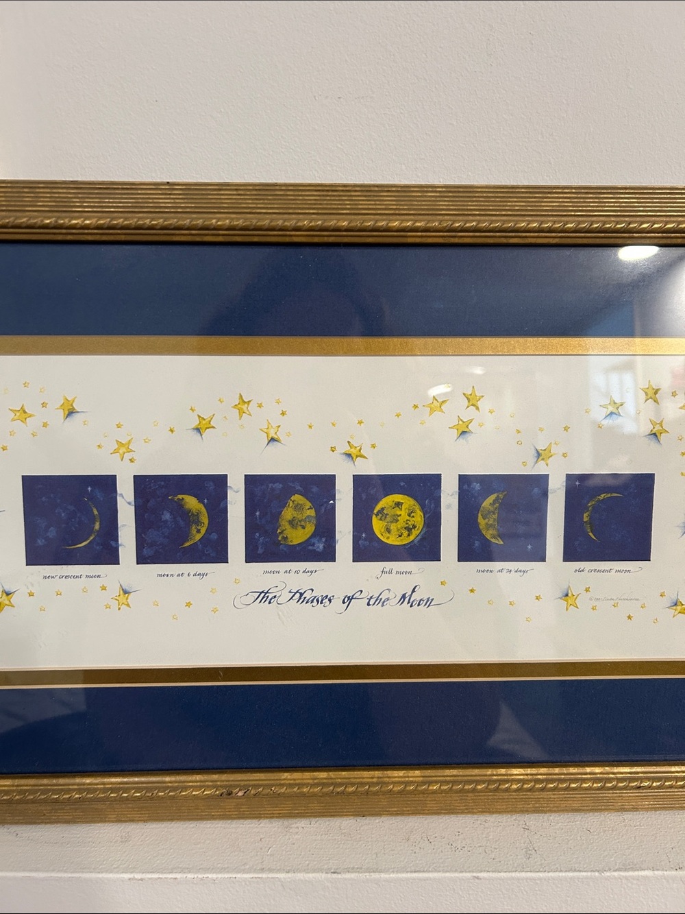 1990s celestial/whimsigoth Art Print Watercolor Phases of the Moon Astronomy